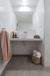 Modern Grey and white bathroom renovation in Wollongbar NSW by Northern Rivers Bathroom Renovations