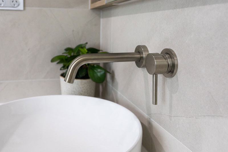 Pin lever brushed nickle tapware in Bexhill NSW 2480 by ensuite renovation by Northern Rivers Bathroom Renovations
